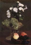 Henri Fantin-Latour Nature Morte aux Chrysanthemes et raisins oil on canvas